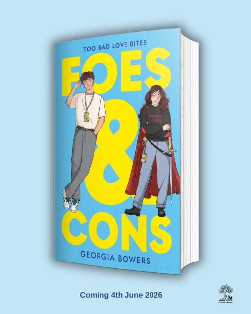 Coming this June, the brilliant FOES AND CONS by @georgiabowersya⁠
⁠
Eliza and Charlie Chamberlain were best friends until he decided to abandon her and become the most popular (i.e. worst) guy in school. Now he can’t be within a five-meter radius of Eliza without taking the piss out of her Vampire Falls obsession. A TV show that he used to watch with her. Religiously.⁠
⁠
But Eliza can rejoice in her happy place: the annual Vampire Falls convention where she and superfan bestie, Roxy, can enjoy a weekend of guest Q&As and cosplay, safe from the judgement of others who just don’t understand their passion.⁠
⁠
Or that’s what she thinks, until guess-who shows up chaperoning his little sister. Not only that, but Eliza finds herself pitted against Charlie Chamberlain’s team in a once in a lifetime opportunity. Eliza and Roxy join forces with a feisty pensioner and a mysterious (possibly hot) guy in a werewolf costume to win the ultimate prize: an all-expenses paid trip to San Diego Comic Con.⁠
⁠
But with the stress of uni looming and the past rearing its ugly head, Eliza finds her sanctuary crumbling at every scheduled panel and themed party. Will Charlie Chamberlain ruin the one weekend Eliza lives for, or is that bubbling feeling in the pit of her stomach not actually hatred after all?⁠
⁠
"I laughed, I cried, I fangirled! Perfect for anyone who has ever been part of a fandom" Amy McCaw, bestselling author of MINA AND THE UNDEAD⁠
⁠
Available to pre-order now. ⁠
⁠
⁠
#georgiabowers #foesandcons #yabooks #vampires #newfictionbooks