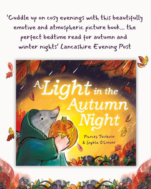 'As autumn fast approaches, cuddle up on cosy evenings with this beautifully emotive and atmospheric picture book from the dream team of @frances_tosdevin and @sophiaoconnorillustration ... Author Tosdevin’s gentle, reassuring and lyrical rhyming story helps youngsters to overcome their fears, find comfort in friendship, and understand how even the smallest light can shine brightest when it’s shared. Add on O’Connor’s gallery of stunning illustrations, colourfully painted in loose, tonal brush strokes, and you have the perfect bedtime read for autumn and winter nights"⁠
⁠
A glowing review for A LIGHT IN THE AUTUMN NIGHT in the Lancashire Evening Post by @pam_bookreviewer⁠